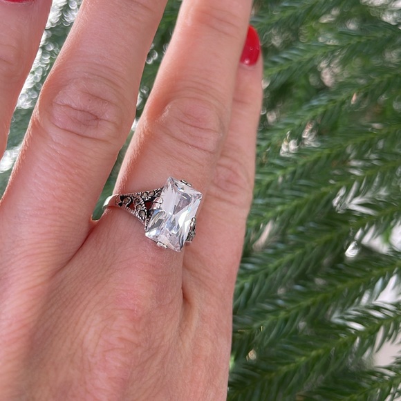 Vintage Jewelry - Sterling and Marcasite Rococo Style Ring